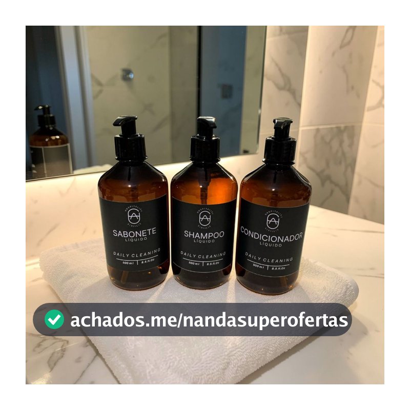 Kit 3 Dispensers Âmbar 500ml com Válvula Pump – Sabonete, Shampoo, Condicionador | Dispenser para Banheiro | Minimalista