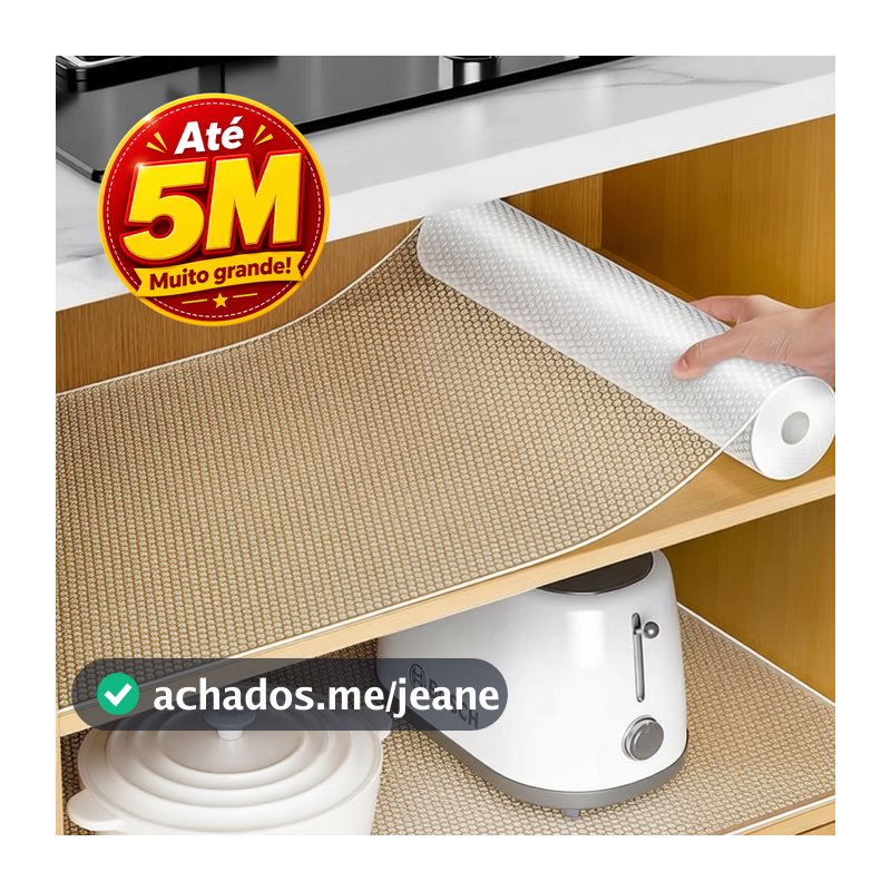 Forro Antiderrapante Impermeável Resistente de Armário Gaveta Geladeira Guarda Roupas Transparente