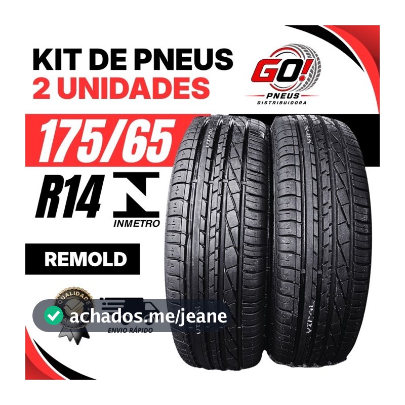 Kit Com 2 Pneus 175/65 R14 Remold Premium Borracha Vipal