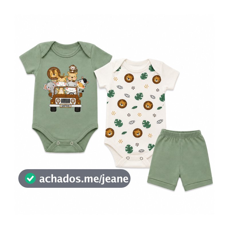 Kit body Bebê 3 peças Roupas de Bebe Conjunto Bebê Verão Roupa de Verão