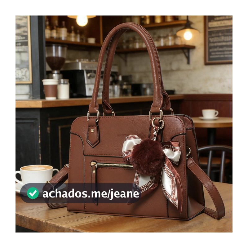 Bolsa Feminina Com Chaveiro De Pompom Tira Colo Faixa de Mão De Couro Tranversal
