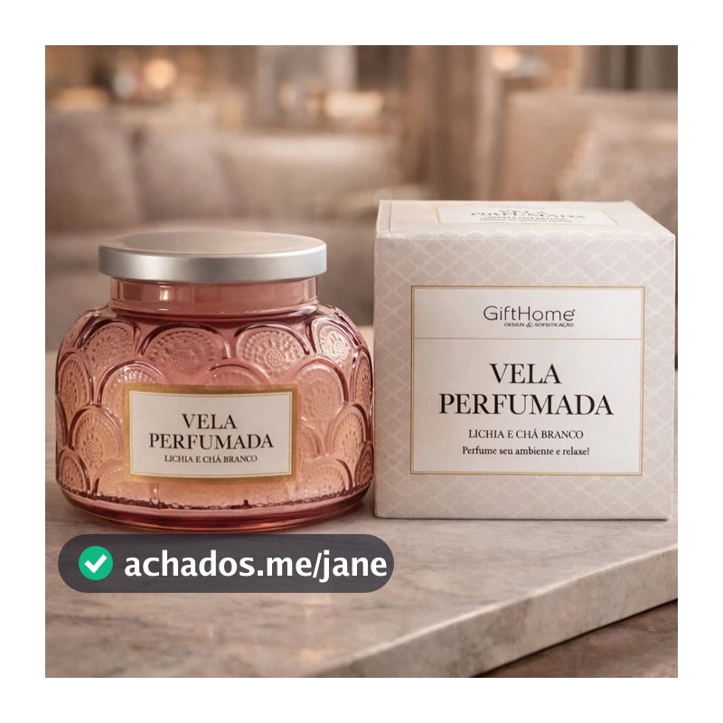 Vela Perfumada Lichia E Chá Branco 415g Vidro Decorativo Presente Aromático e Beijo de Cereja frasco todo em vidro 415g