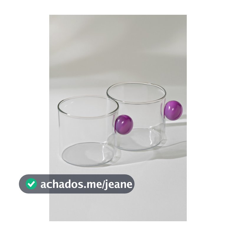 Conjunto 2 Xícaras de Café com Alça Esfera Rosa 95ml em Vidro Borossilicato