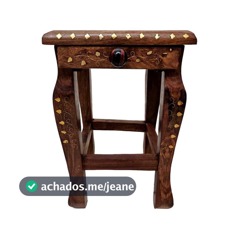 Mesa Indiana Retangular Entalhada Decoração Tamanho P