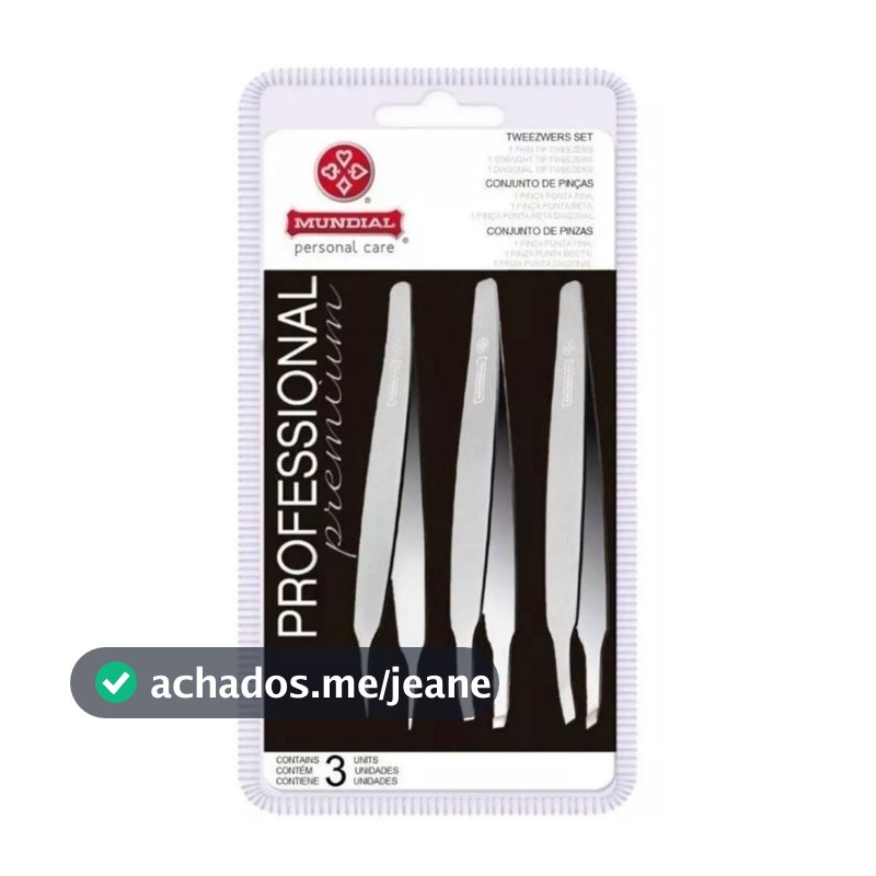 Kit c/3 Pinças Mundial Profissional Bc394 Designer Sobrancelhas Aço Inox