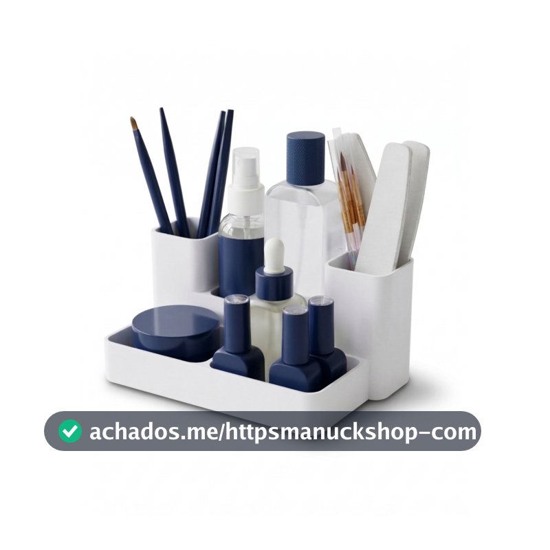 Organizador Nail Profissional Porta Esmaltes Pincéis Lixas Manicure Bancada Clean Compacto