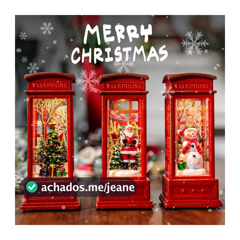 LUZ LED DE NATAL Cabine Telefônica Vintage Vermelha De Natal Luminosa