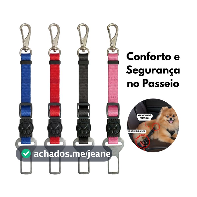 Cinto Segurança Cachorro Carro Ajustável Engate Universal