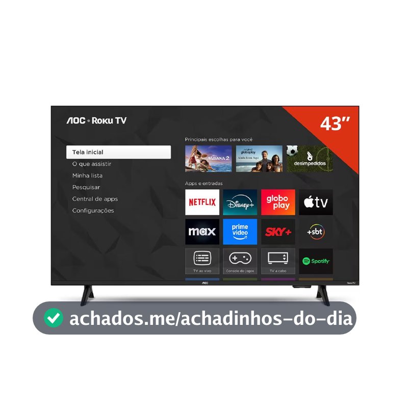 Smart TV 43 polegadas 43S5155 78G Full HD LED Wi-Fi Roku TV Dolby Audio AOC