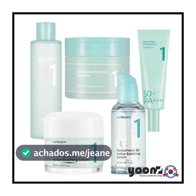 [numbuzin] No. 1 Sérum Calmante Ativo Ativo Pantotênico 50ml / Toner Pad 70 folhas / Creme Calmante 80ml / Protetor Solar 50ml / Pacote de Máscara Gaze