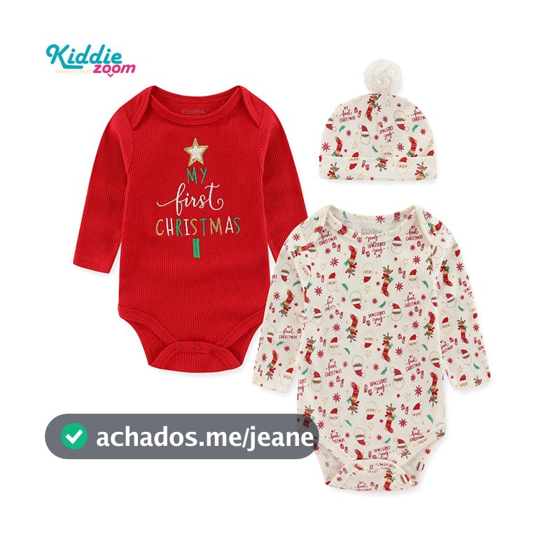 Kiddiezoom Moda Natal Recém-Nascido Menino Menina Macacão Conjunto De Mangas Compridas Roupa Infantil Presentes