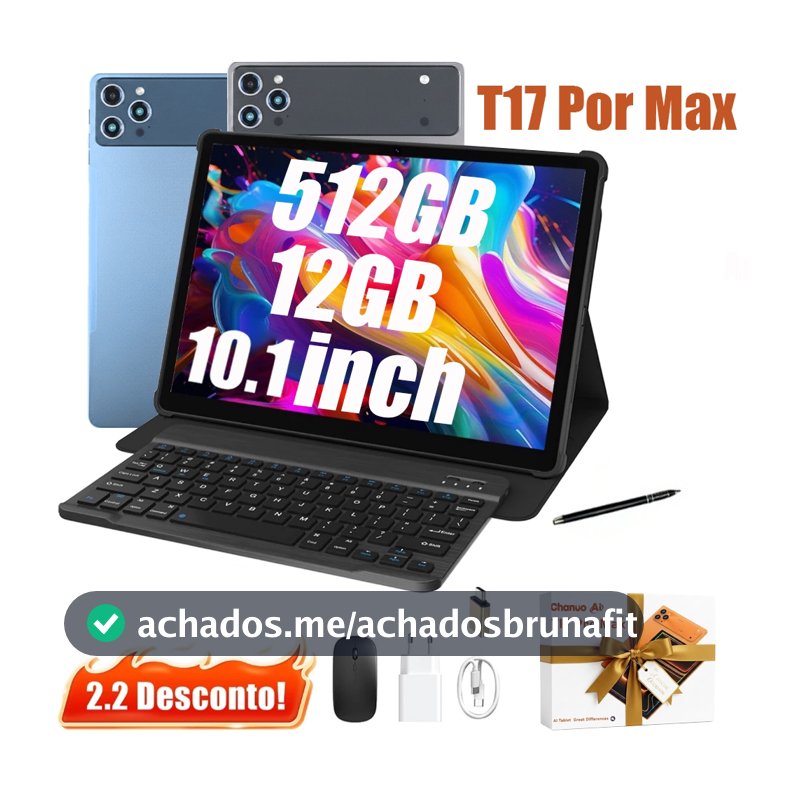 2026 Tablet T17 PRO MAX amx  mouse teclado 12GB RAM 512GB ROM Android14 com case 10.1 polegadas câmera 32MP