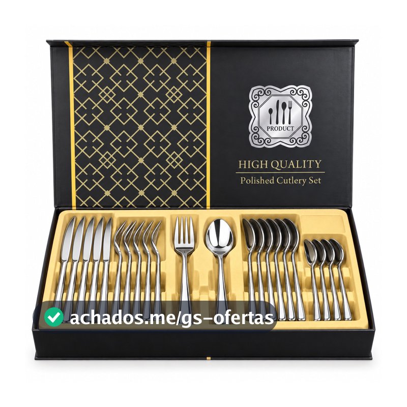 Conjunto de Talheres 24 Peças em Aço Inoxidável c/ Estojo