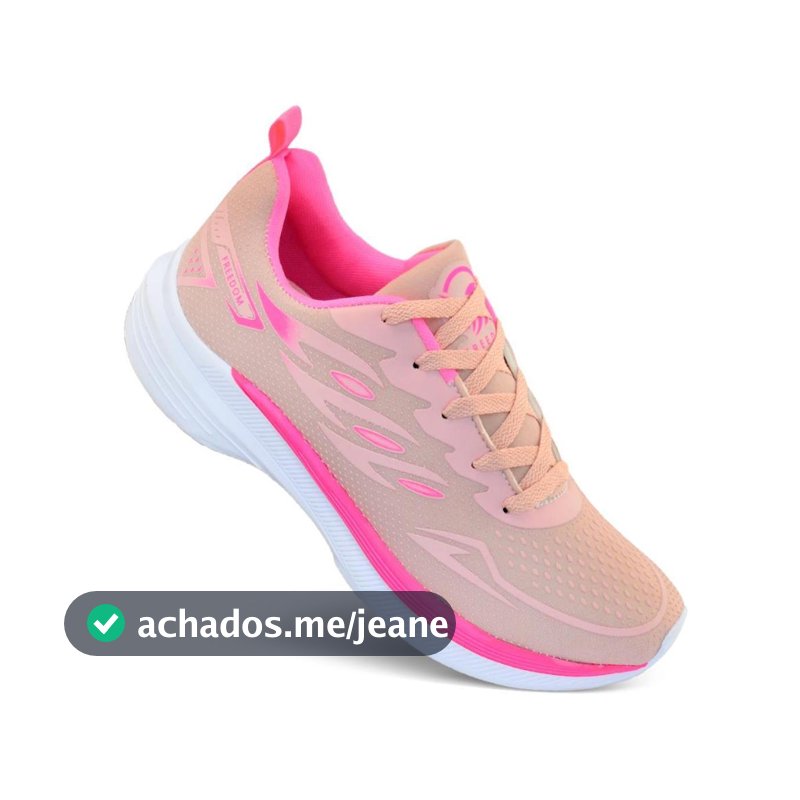 Tenis Feminino Escolar Academia Original FREEDOM Corrida Caminhada Lançamento ROSA PINK