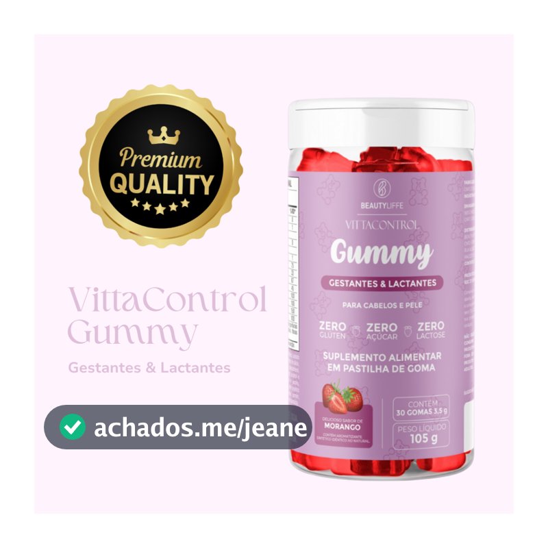 Vittacontrol Gummy Gestantes e Lactantes com Biotina Cabelos Fortes e Pele Linda e Vitaminada  ZERO