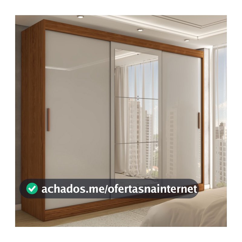 Guarda-Roupa Casal Harvard 3 Portas 2 Gavetas com Espelho 100% Mdf - Panorama Móveis