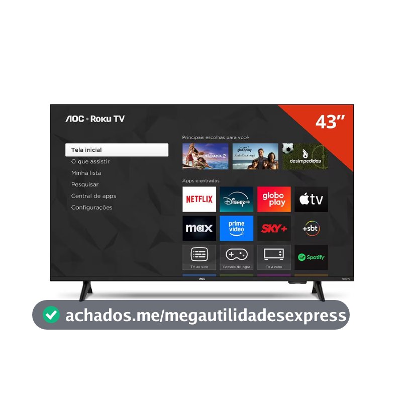 Smart TV 43 polegadas 43S5155 78G Full HD LED Wi-Fi Roku TV Dolby Audio AOC
