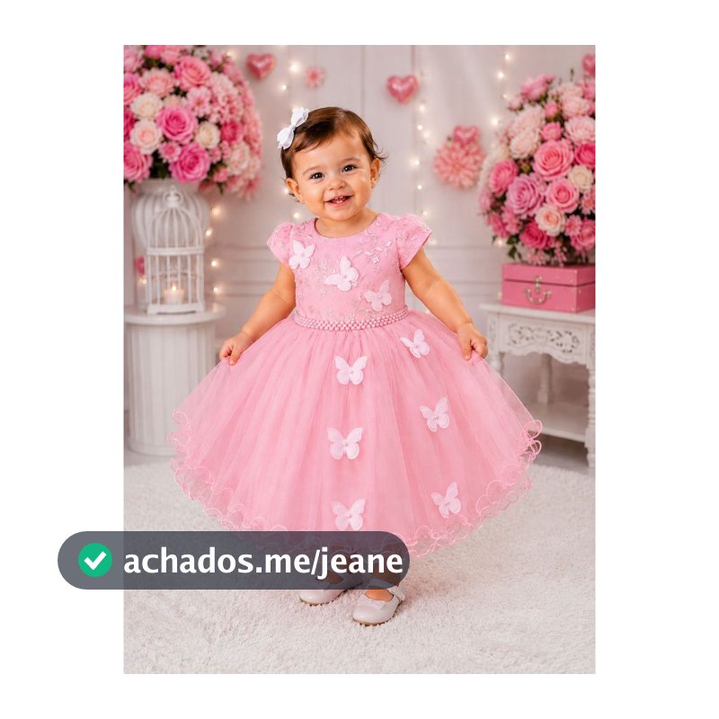 Vestido Festa Infantil C/ Aplique Borboletas Luxo - Várias Cores - 1.2.3.4