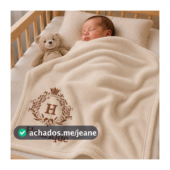 Manta Bebê Personalizada com Nome do Bebê Macia Microfibra Antialérgico Enxoval Soft