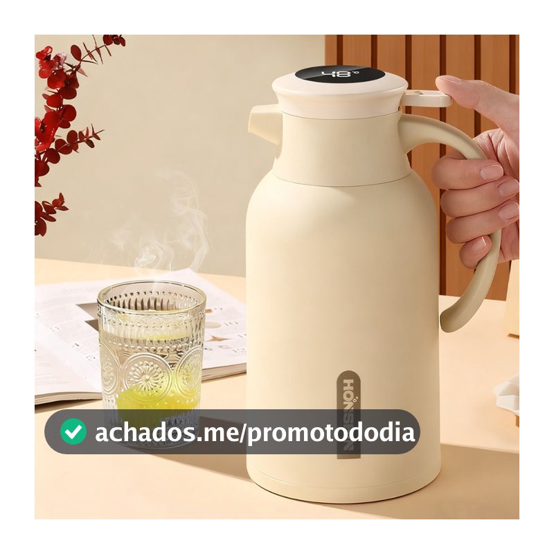 Garrafa Térmica Inteligente 1L com Display Digital de Temperatura，Controle Exato e Isolamento a Vácuo para Bebidas