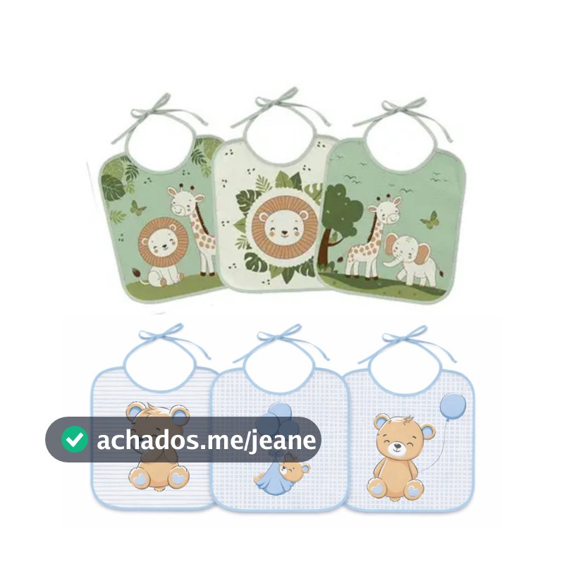 Bababor Alimentação Bebe Nenem Criança Kit 6 Unidades Forro Impermeável PVC 100% Algodão