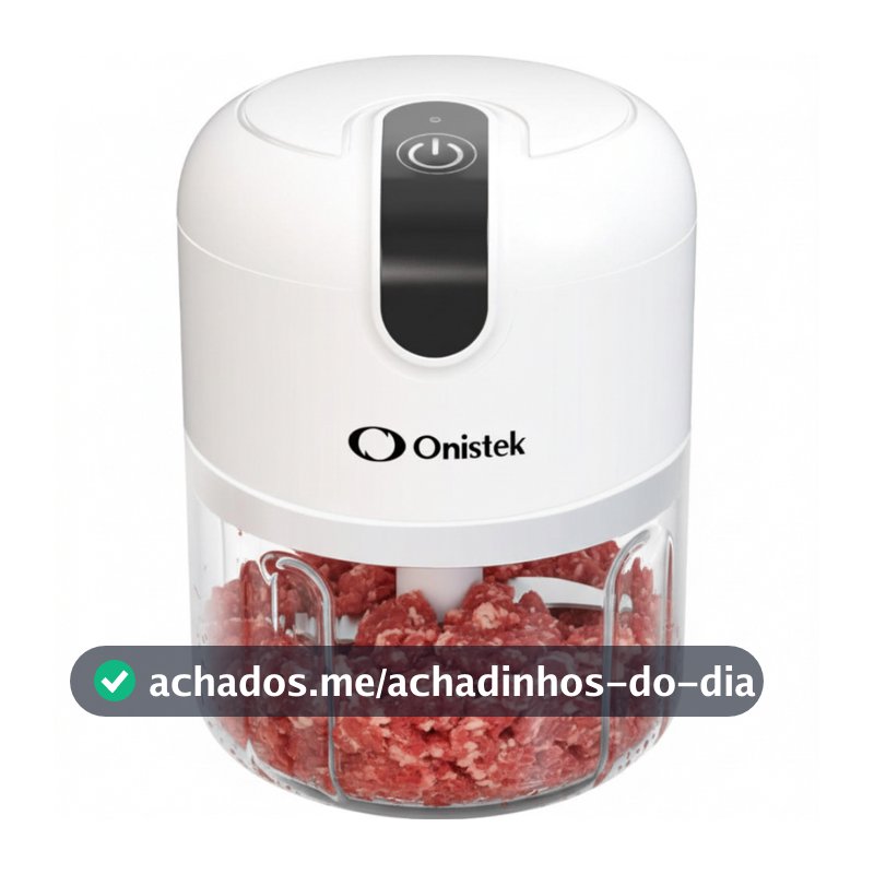Mini Processador de Alimentos Elétrico Triturador Portátil 3 Lâminas Inox Recarregável Branco