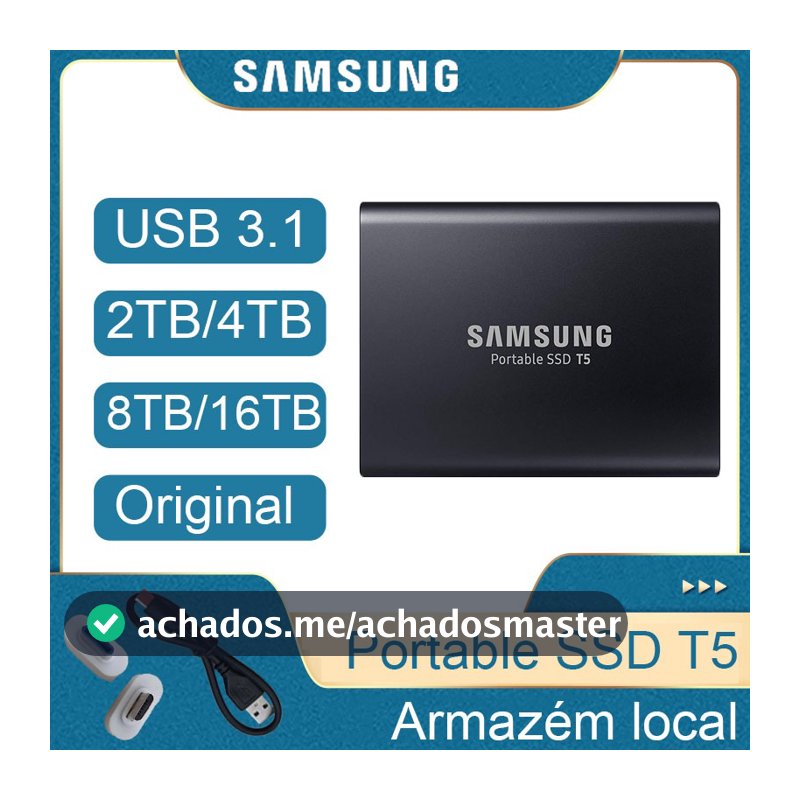 Unidade Externa SAMSUNG SSD T5 2TB/4TB/8TB/16TB De Estado Sólido Hd Rígido Portátil Adequado Para Desktop