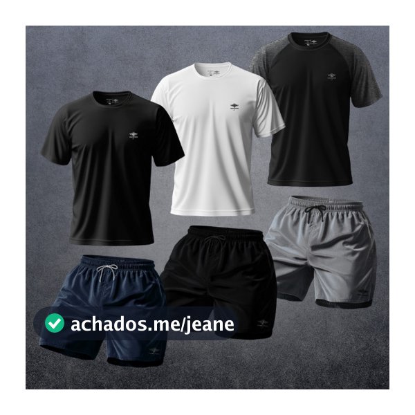 Kit 6 Masculino: 3 Camisetas Dry Fit Academia e 3 Short Masculino Verão P ao Plus