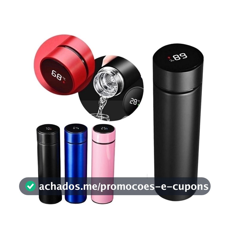 Garrafa Térmica Aço Inox Com Termômetro Digital 500ml Led Térmica Inteligente Sensor Premium