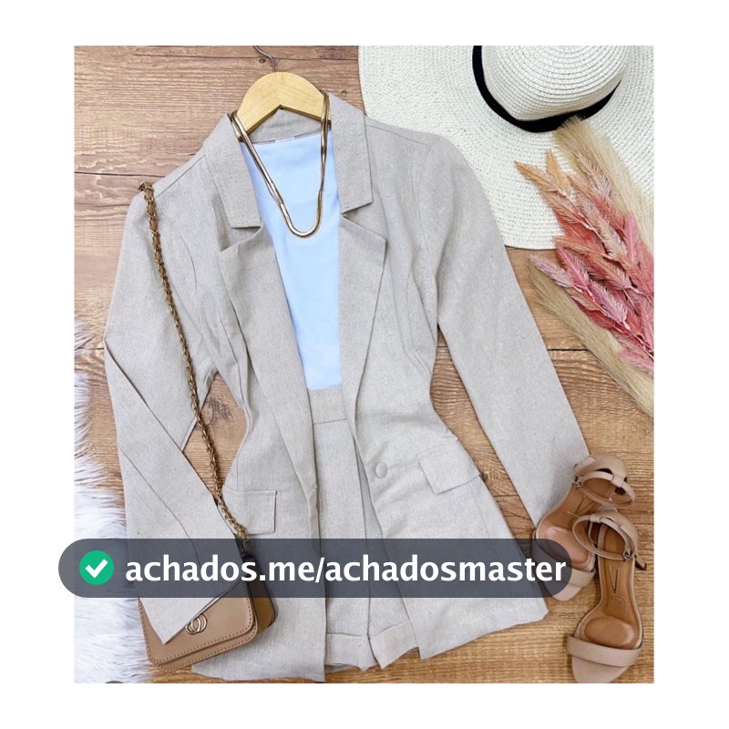 Conjunto Feminino linho Shorts +  blazer Alfaiataria Elegante Social