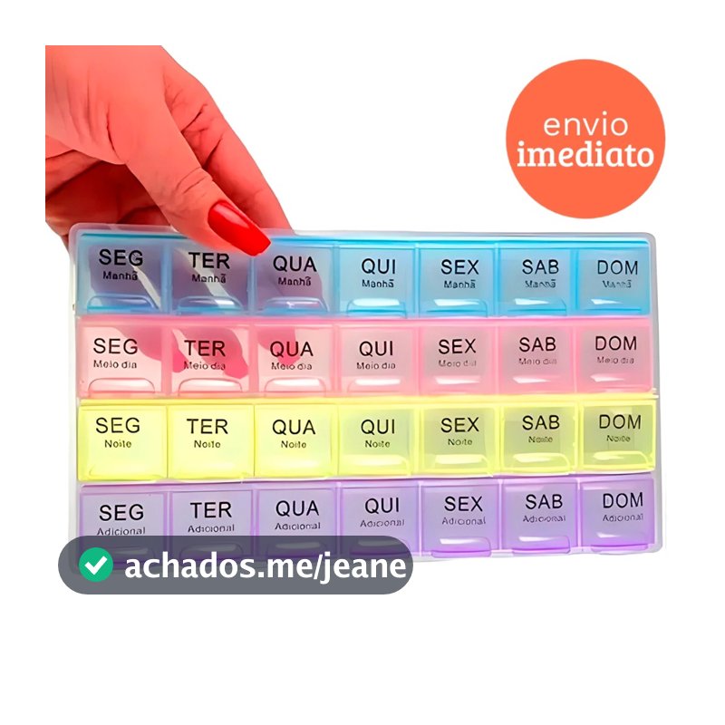Porta Comprimidos Semanal Mensal 28 Dias Organizador Remédios Medicamentos Manhã Tarde Noite