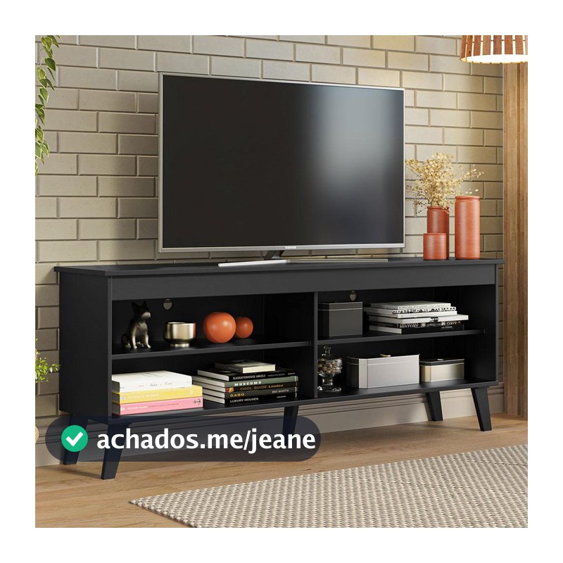 Rack para TV até 65 Polegadas com Pés Preto Turim Madesa