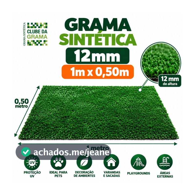 Grama sintética econômica resistente jardim pet área externa decoração prática de instalar 12mm 1mx0,50m