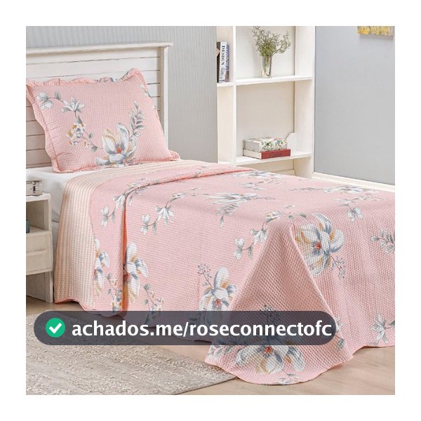 Kit Cobre Leito Colcha Solteiro Bouti 2 Peças Dupla Face Estampada Porta Travesseiro Aba Americana
