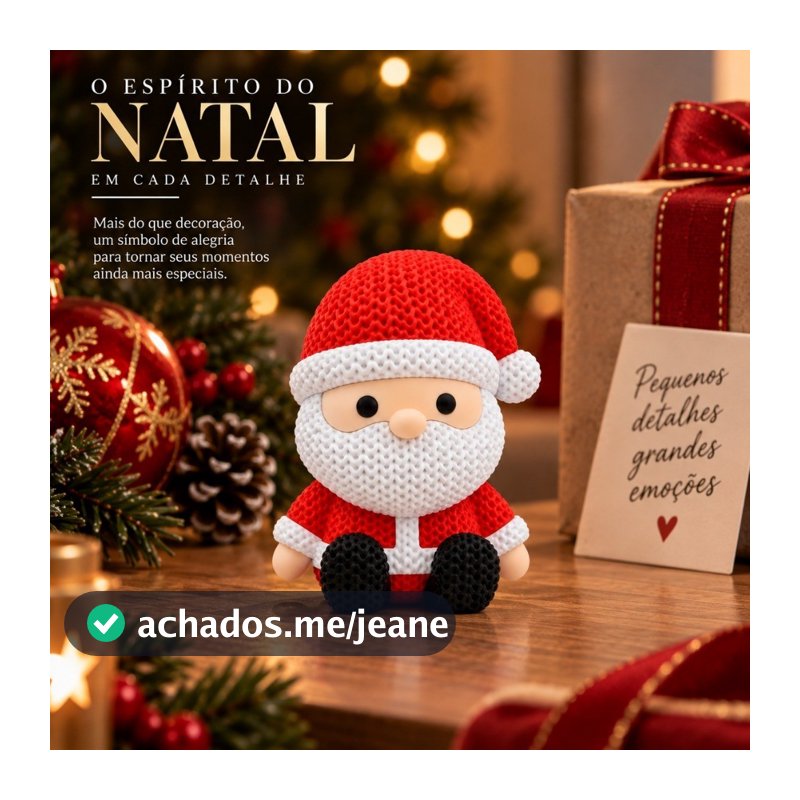 Enfeite Papai Noel de Tricô Vermelho 7cm Decoração de Natal Mesa Casa Presente Impressão 3D