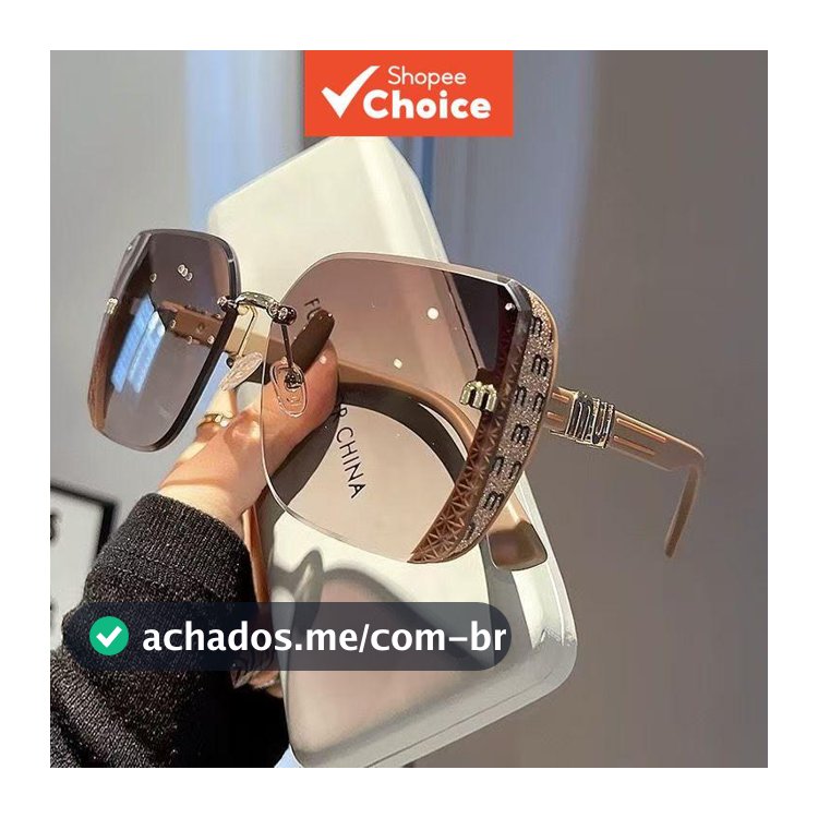 Óculos de sol modernos sem aro, armação grande, luxo leve, óculos de sol de alta qualidade para homens e mulheres