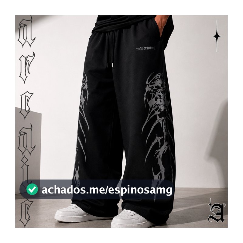 Calça Baggy Balão Wide Leg Streetwear Unissex Aesthetic Gótico Punk Angel's Sword Trevas Drip Y2k