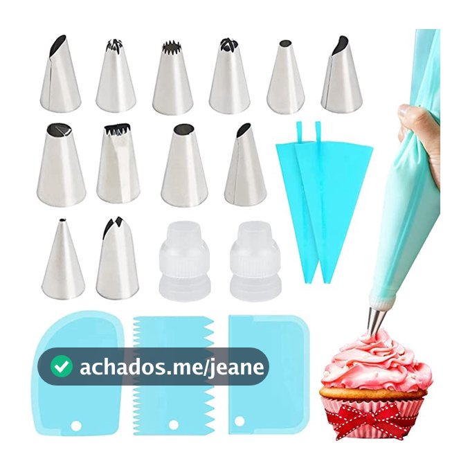 24 Pçs Conjunto De Saco De Confeiteir+ 3 Pçs Espátula Decorativa