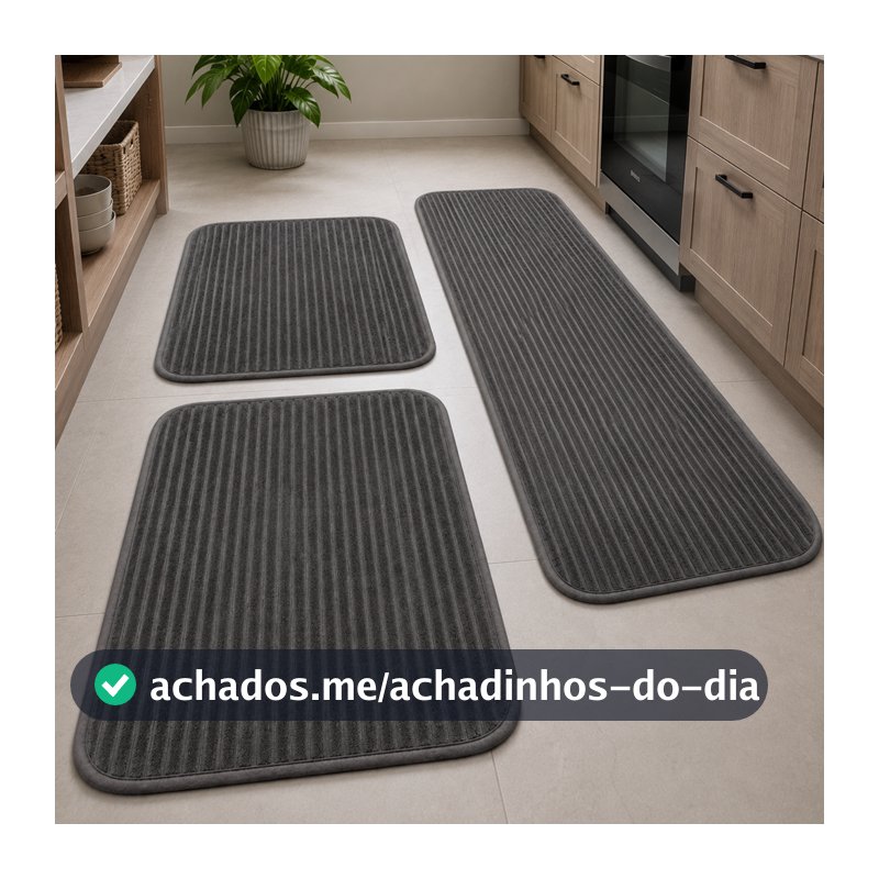 Kit Tapete Cozinha Passadeira Antiderrapante Jogo Com 3 Peças Passadeira Super Macia