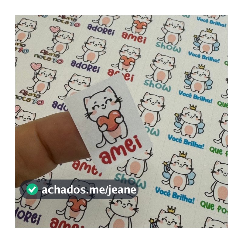 200 adesivos de Incentivos escolares GATINHO AMEI cute VOLTA ÀS AULA 2026