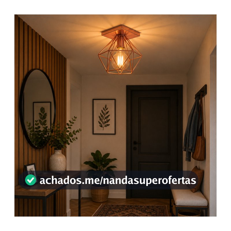 Lustre Luminária de teto Plafon Quadrado Diamante Aramado Luxo Moderno Pendente Retrô