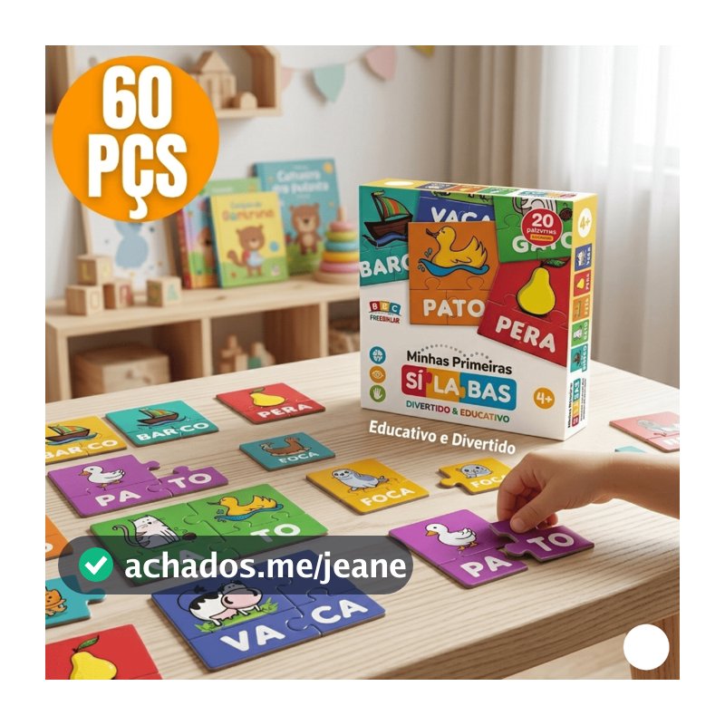 Jogo Didatico Educativo Pedagógico Quebra Cabeça Soletrar Silabas Infantil