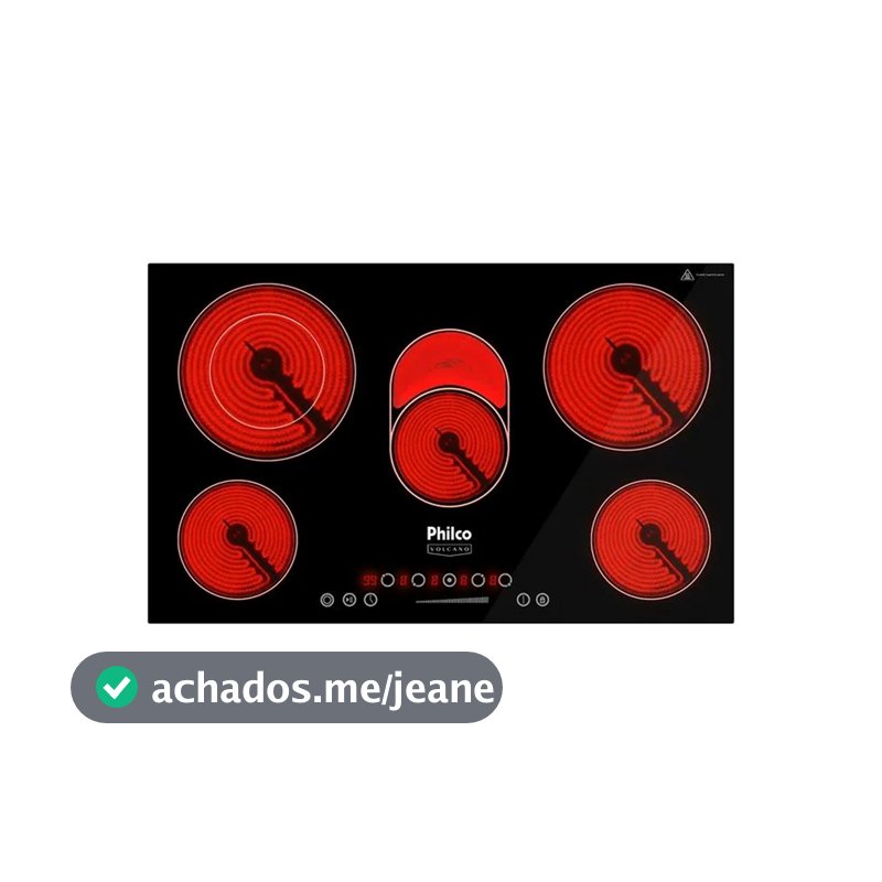 Cooktop Elétrico Philco 5 Bocas Vitrocerâmico Volcano