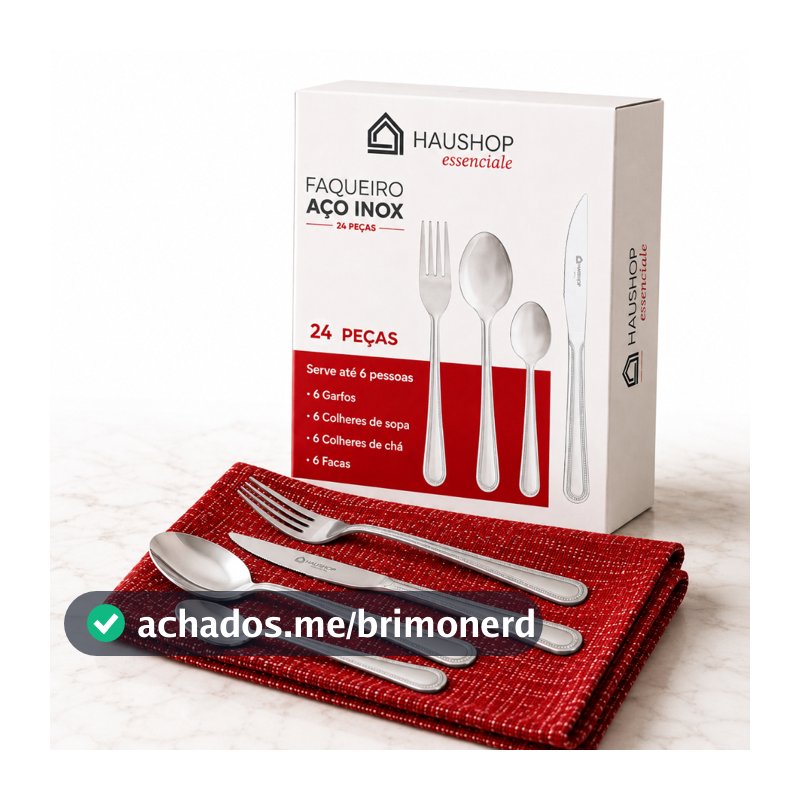 Faqueiro Inox 24 Peças Essenciale Haushop Jogo De Talheres Conjunto Mesa Posta Premium Resistente