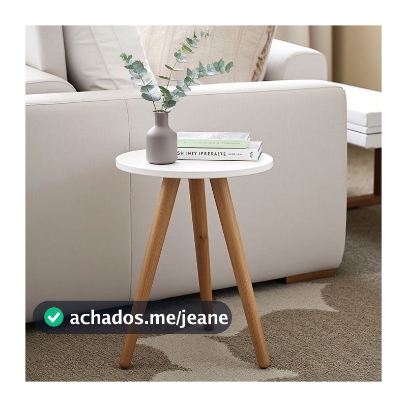 Mesinha De Canto Redonda Pe Palito Lateral Sofa