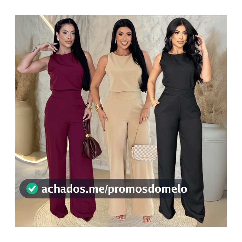 Conjunto Pantalona Feminino Blusa Regata Social Elegante Alfaiataria Moda Festa Casual