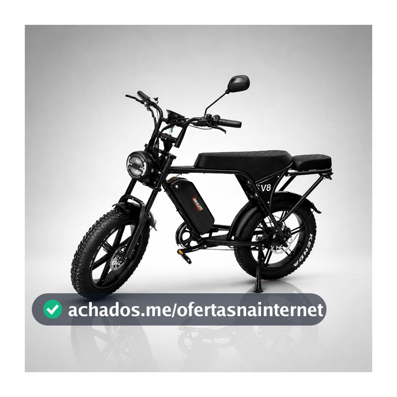 Bicicleta Elétrica Bikelete V8 1000w 48v Preto 50km/h Lítio Com seguro