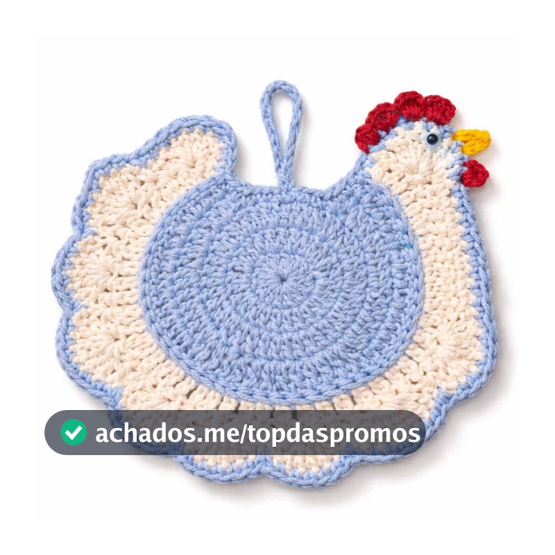🐔 Pegador de Panela Galinha Azul Retrô em Crochê – Super Fofo, Artesanal e Resistente | Decoração de Cozinha Charmosa 💙