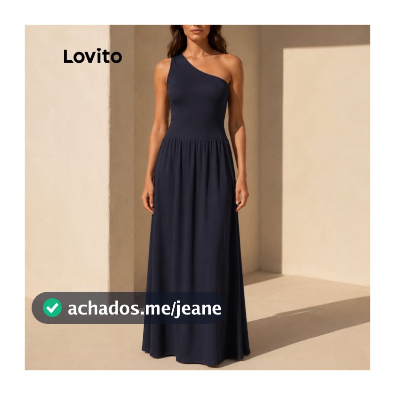 Vestido Longo Lovito Feminino Elegante Ombro Só Soltinho Verão Festa DRB844BRL874
