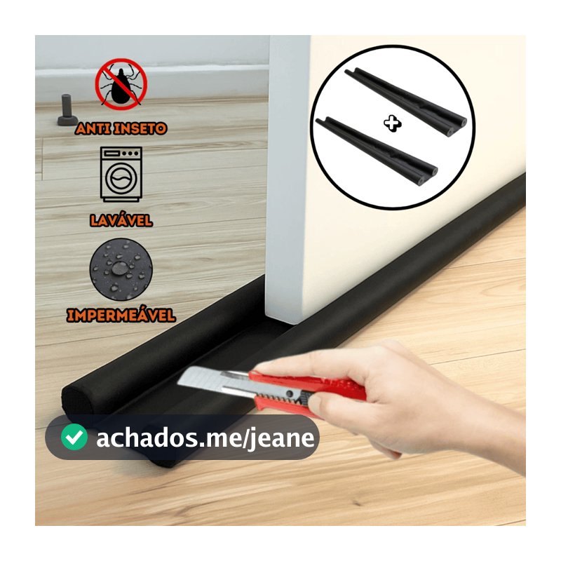Veda Porta Protetor Rolinho 90Cm Impermeável Proteção Dupla Preto e Marrom